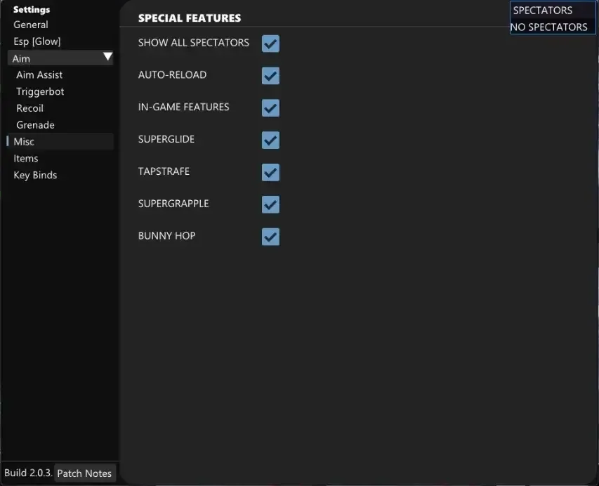 CLUTCH APEX DMA Cheat-Menü, Screenshot 1