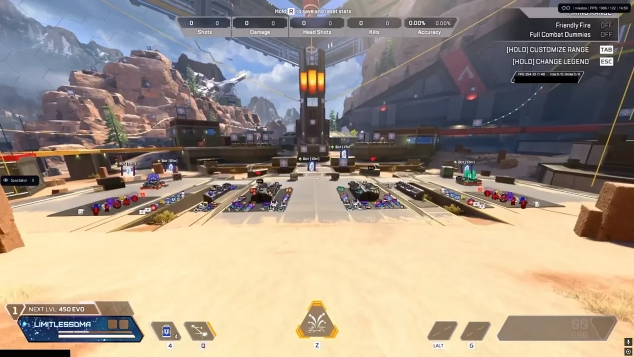 Menú del cheat LIMITLESS APEX DMA, captura 1