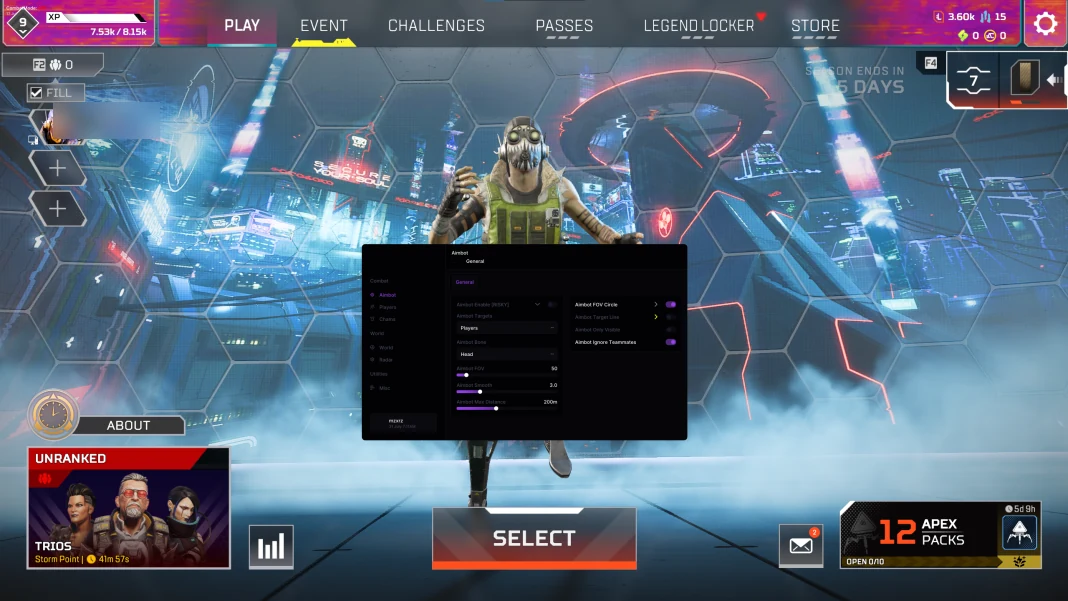 KRUSH Cheat-Menü, Screenshot 1