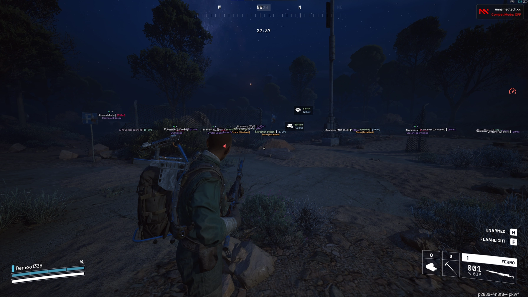 Menú del cheat UNNAMED, captura 1