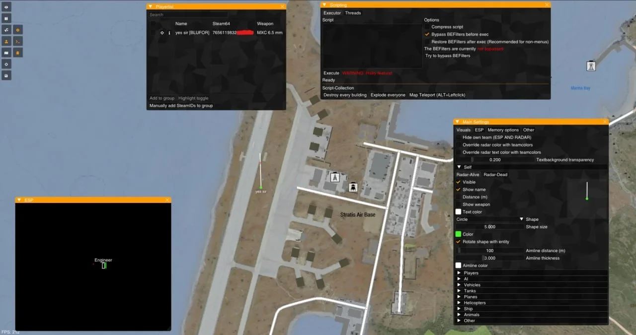 PROMET ARMA 3 DMA Cheat-Menü, Screenshot 1