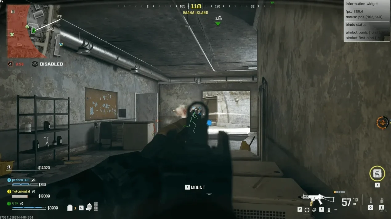 COD DIRECT DMA Cheat-Menü, Screenshot 1