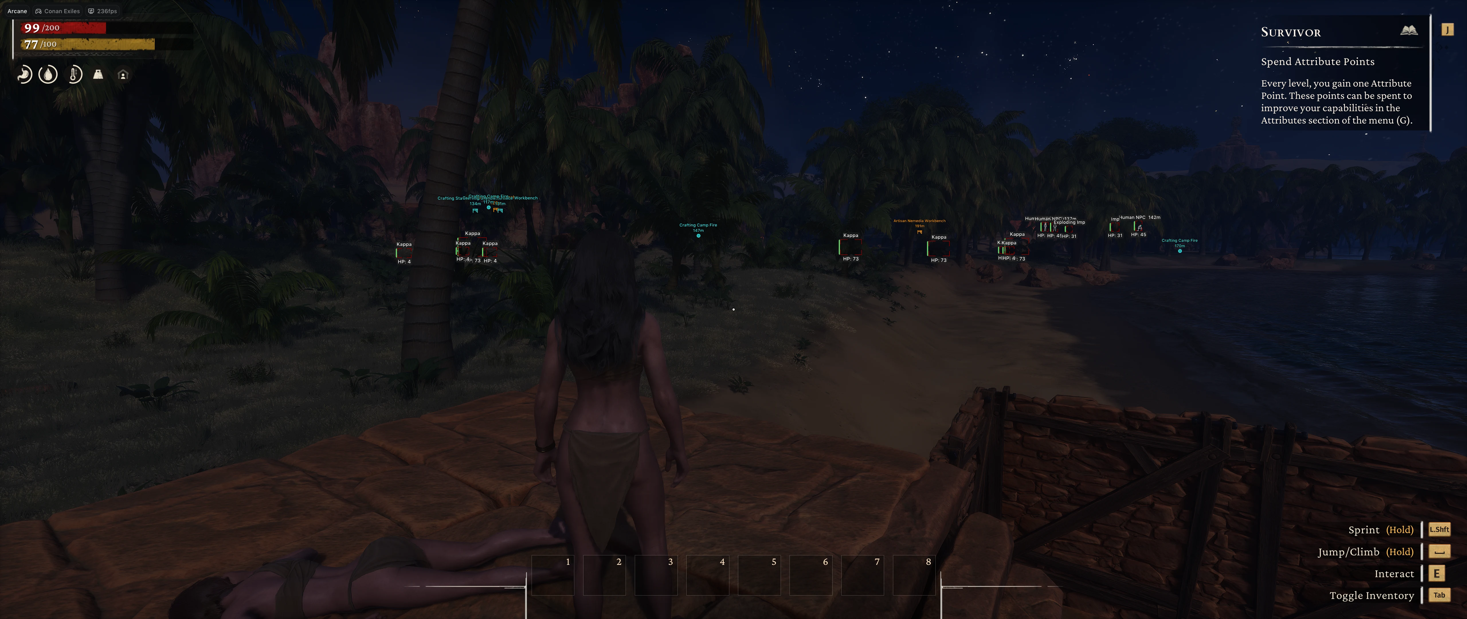 Menu du cheat ARCANE, capture 1