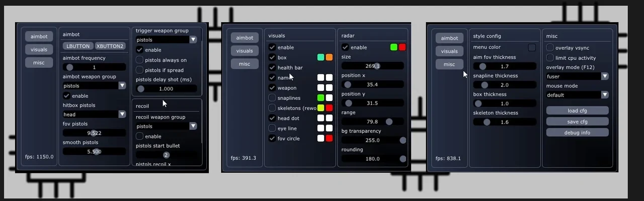 DIRECT CS2 DMA cheat menu, screenshot 1