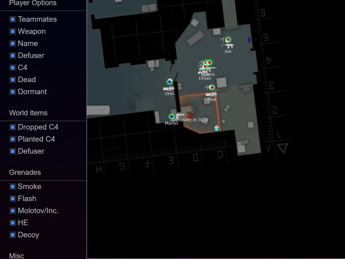 NF LIGHT CS2 DMA Cheat-Menü, Screenshot 1