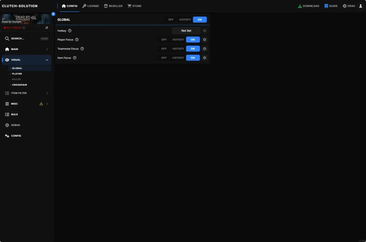 DBD CLUTCH DMA cheat menu, screenshot 1