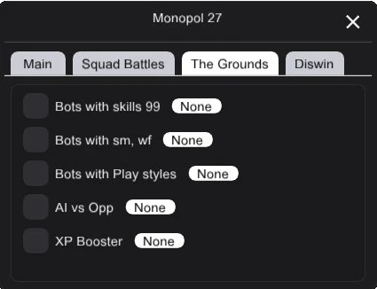 MONOPOL TRAINER Cheat-Menü, Screenshot 1