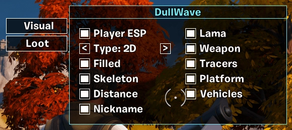 DULLWAVE Cheat-Menü, Screenshot 1