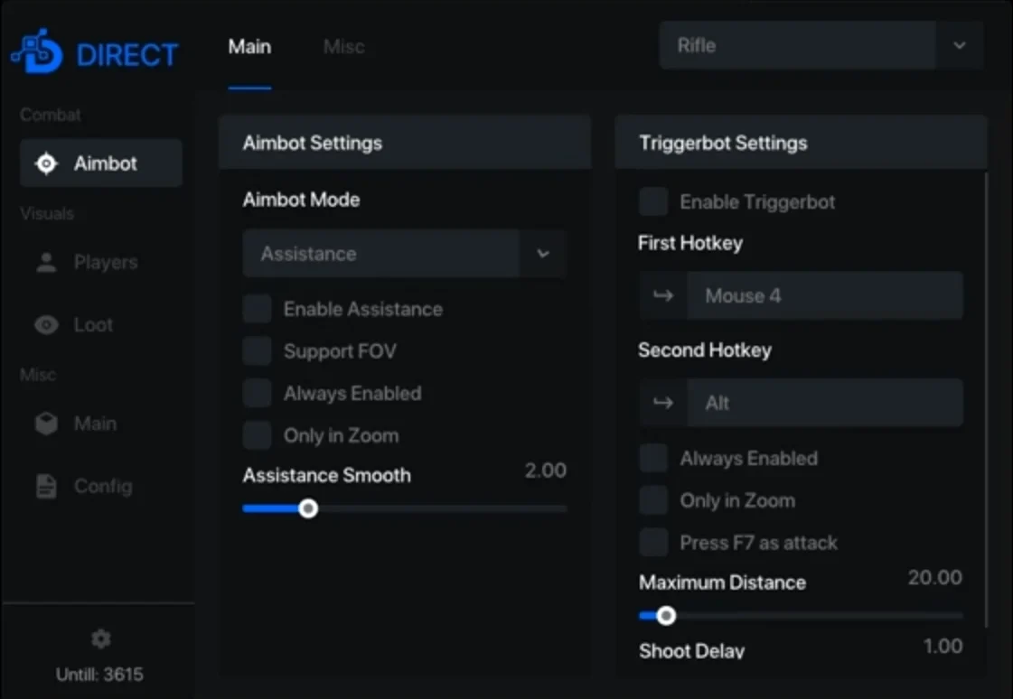 FORTNITE DIRECT DMA Cheat-Menü, Screenshot 1