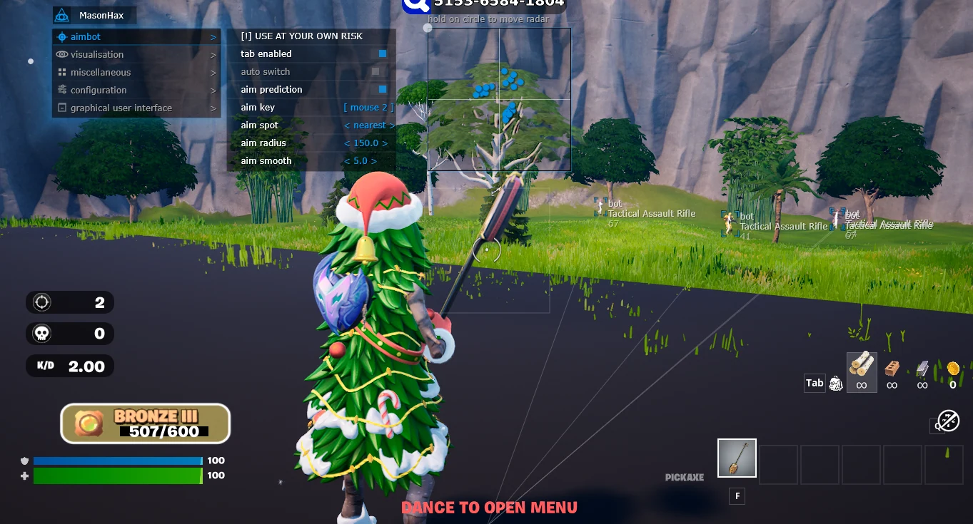 MASON Cheat-Menü, Screenshot 1