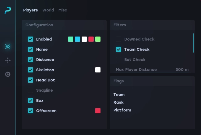 Menu cheata PRIME, zrzut 1