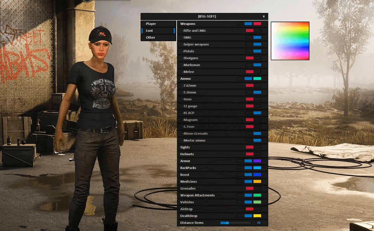 BTG cheat menu, screenshot 1