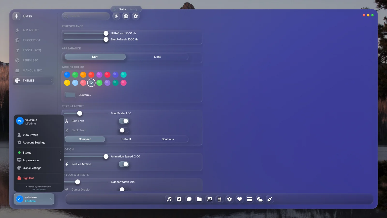 GLASS RUST Cheat-Menü, Screenshot 1