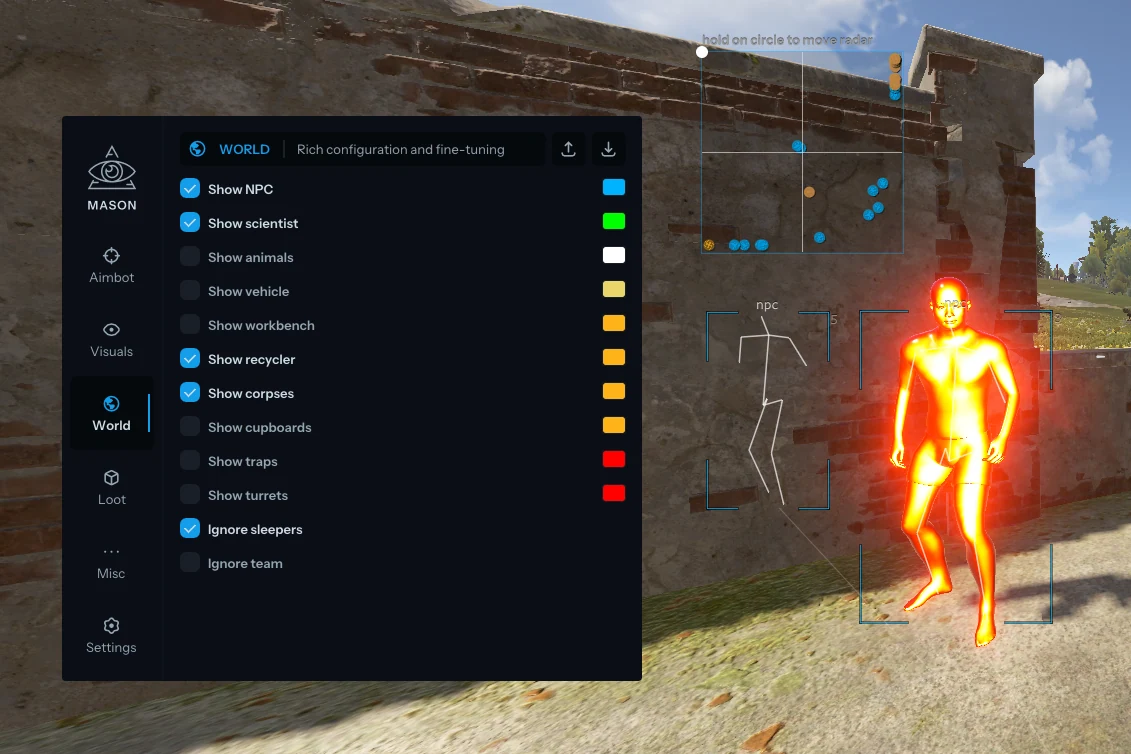 MASON Cheat-Menü, Screenshot 1