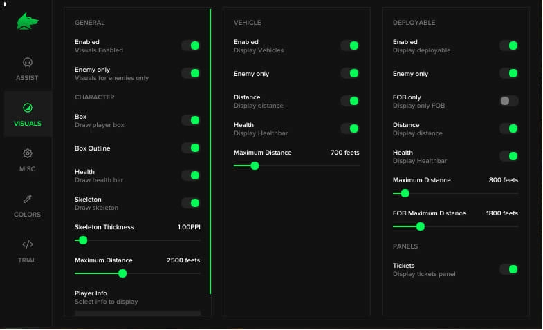 FECURITY cheat menu, screenshot 1