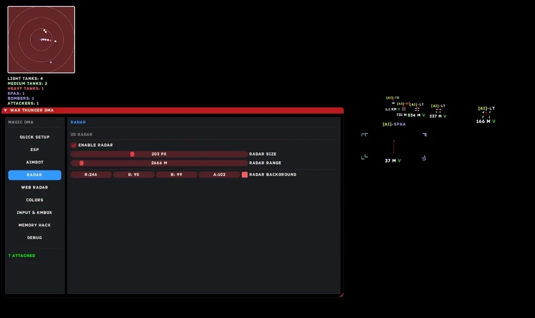 MAGIC DMA TUNDRA Cheat-Menü, Screenshot 1